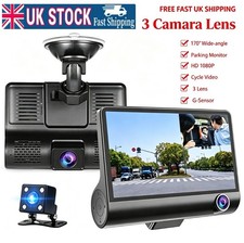 4" HD 1080P Dual Lens Car Dash Cam Front Rear Camera Recorder Night Vision