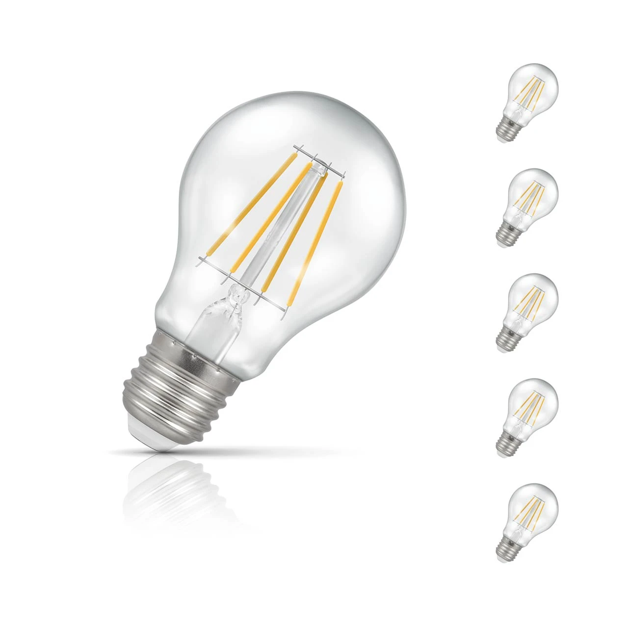 Crompton Lamps 5-Pack Crompton GLS LED Light Bulbs E27 7W (60W Eqv) Dimmable Warm White Clear Filament Screw