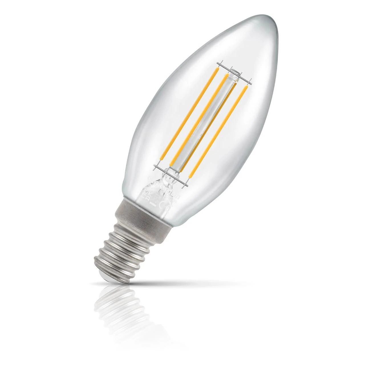 Crompton Lamps Crompton Candle LED Light Bulb E14 4.2W (40W Eqv) Dimmable Warm White Clear Filament Small Screw