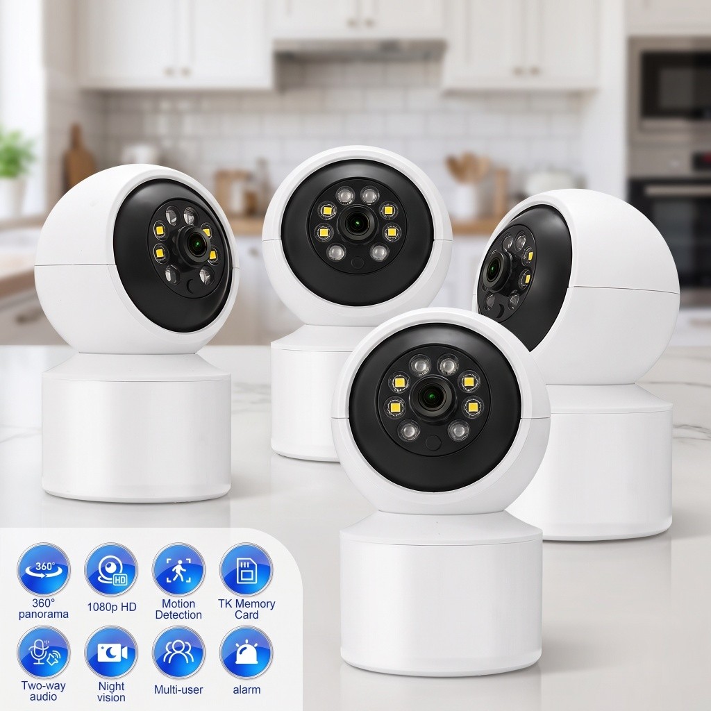 4X 1080P HD Wireless WiFi CCTV Indoor Security Camera Home CAM Night Vision 360°