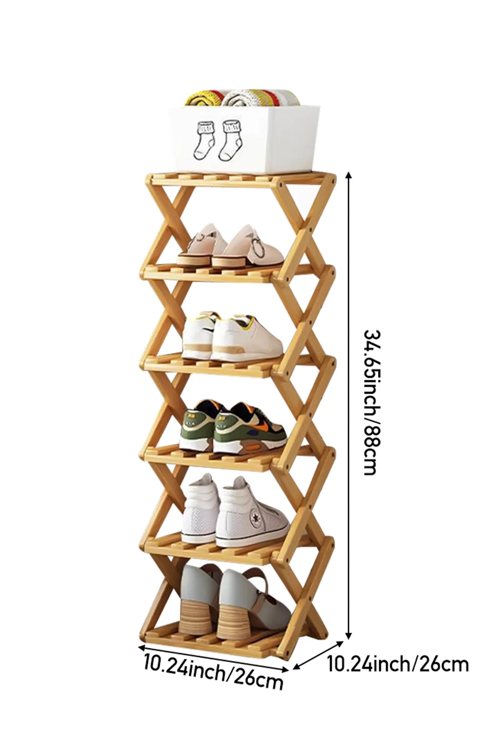 Garden Sanctuary 6-Tier Bamboo Folding Shoe Rack