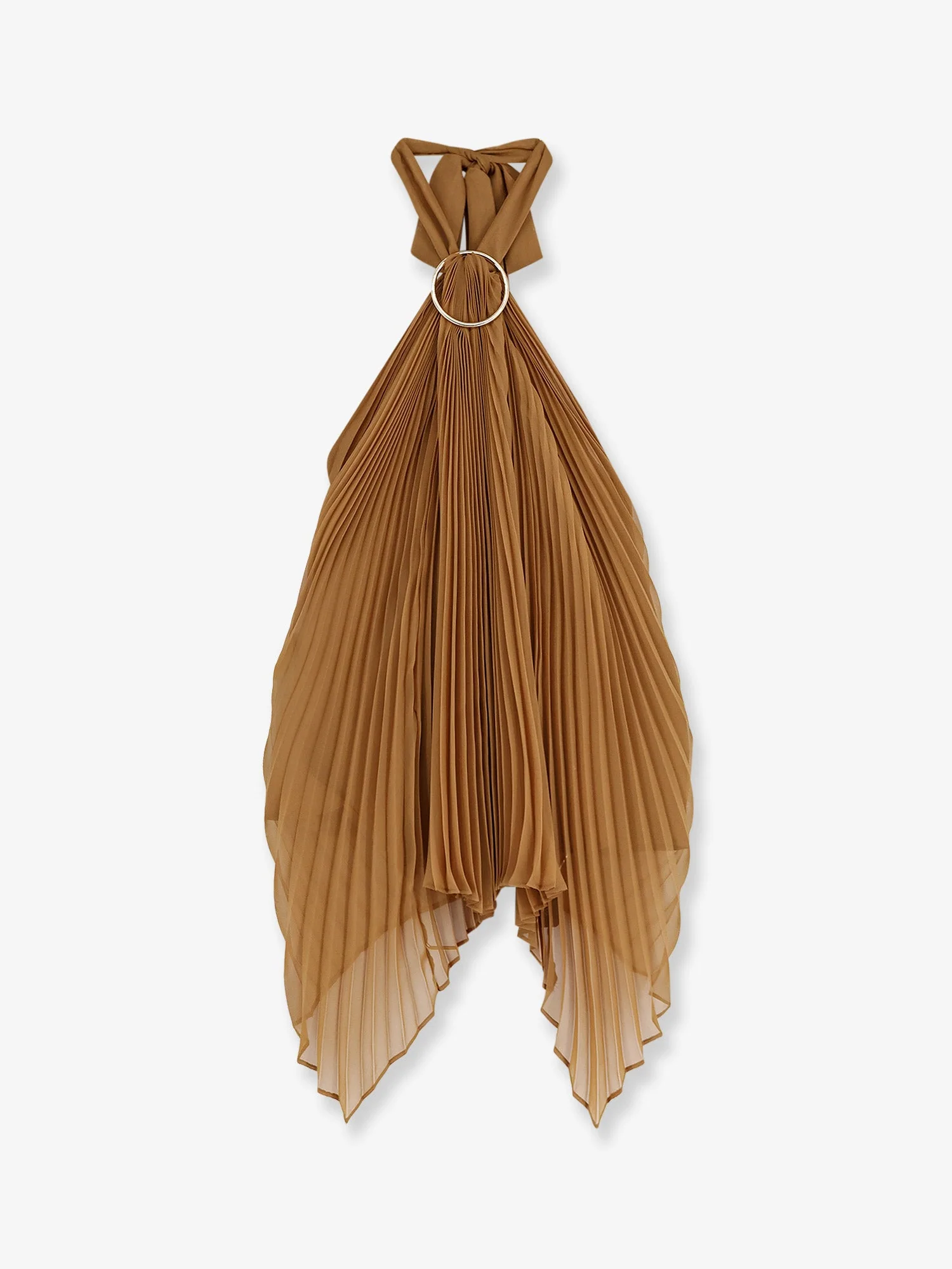 Women's Pleated Top Mxevalzer Brown Polyester T-Shirts & Jerseys