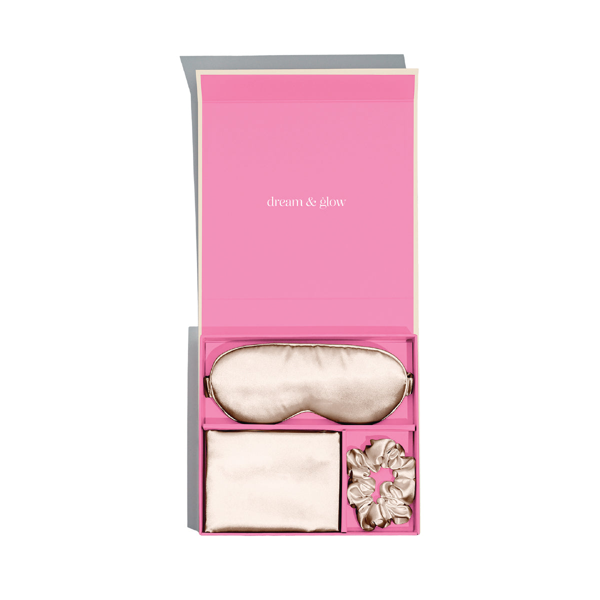 Silver Cloud Caramel Silky Satin Pillowcase & Sleep Mask Gift Set with Silver Ions