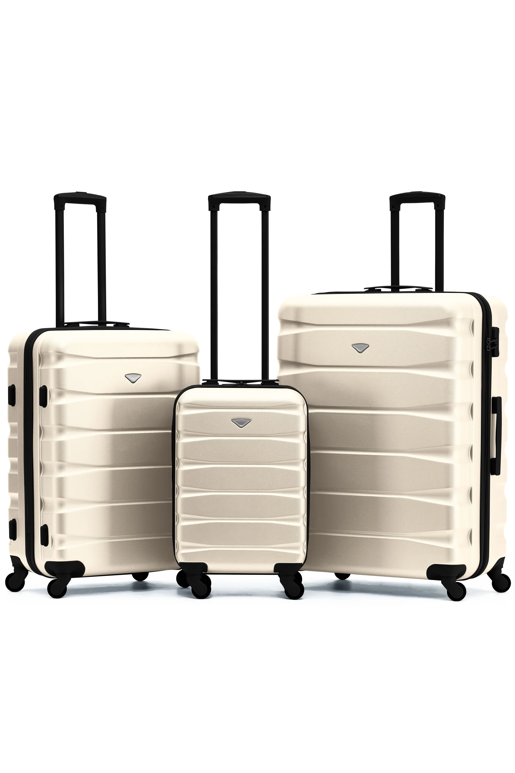 SAFIR 3-Piece Suitcase Set (55x35x20cm + Medium + Large) - Cream / Black / Set of 3