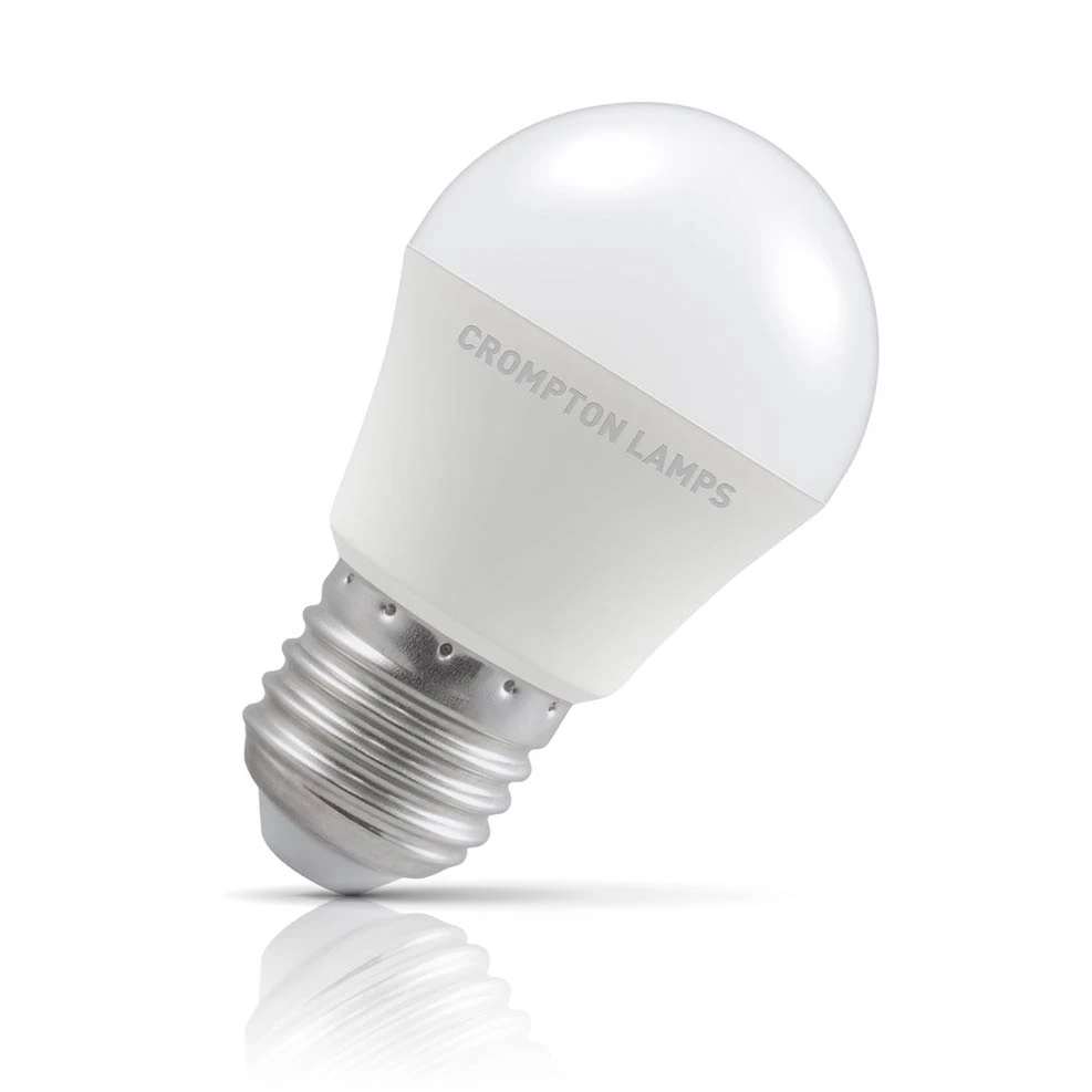 Crompton Lamps Crompton Golfball LED Light Bulb E27 5W (40W Eqv) Dim Cool White Opal Round Screw Frosted