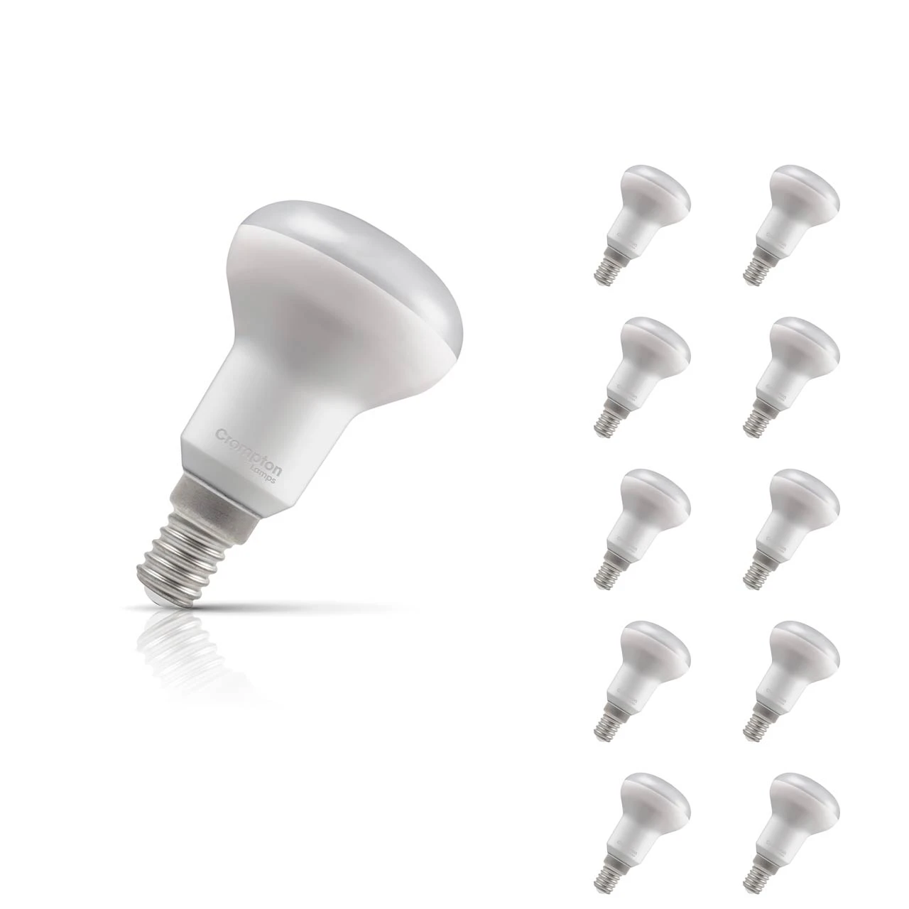 Crompton Lamps 10-Pack Crompton R50 Reflector LED Light Bulbs E14 4.2W (40W Eqv) Warm White Opal Spotlight Small Screw Frosted 120°