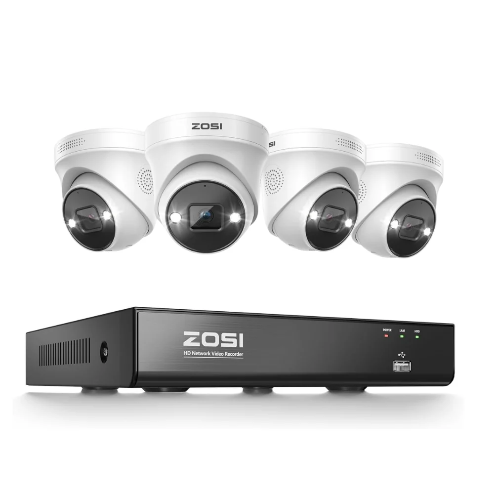 Zosi Official Store C225 4K PoE Security Camera System + 4K 8CH PoE NVR with 2TB HDD, 4 / NO HDD