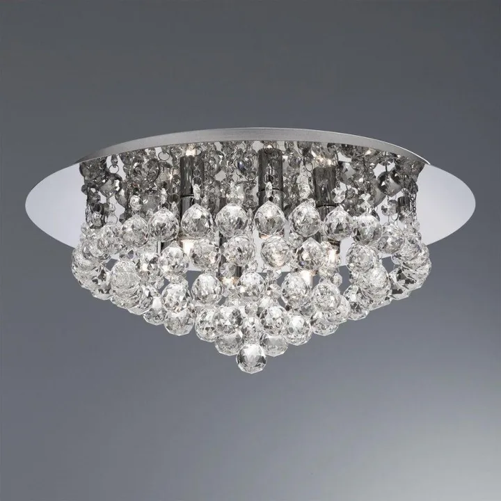 Searchlight Lighting Searchlight 3406-6CC Hanna 6 Light Flush Ceiling Crystal Light In Polished Chrome