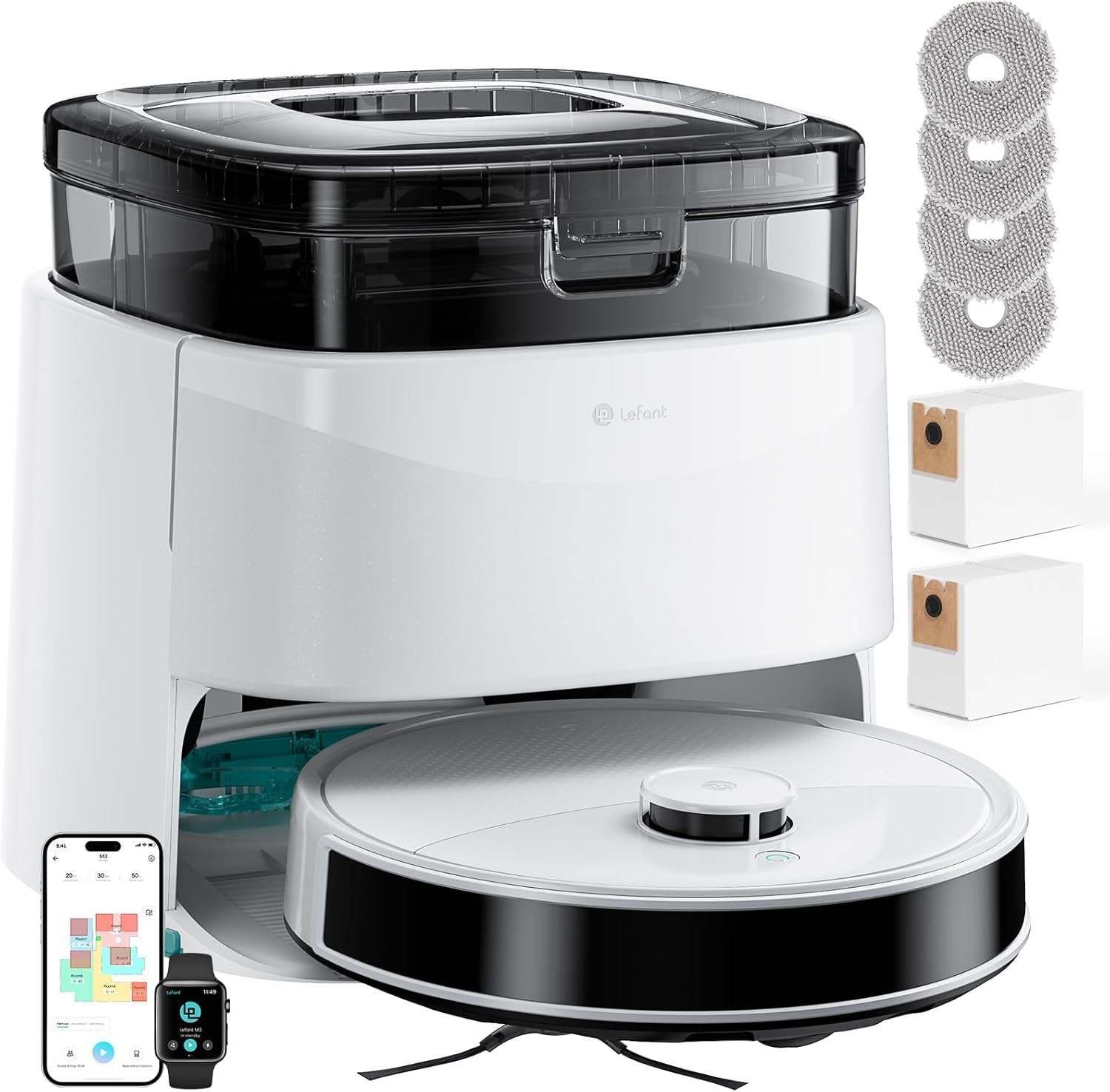 Lefant M3 Robot Vacuum Cleaner with Mop, All-in-One Station, Self-Emptying