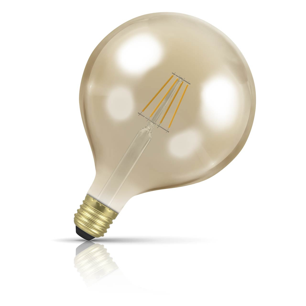 Crompton Lamps Crompton Globe LED G125 Light Bulb E27 7W (60W Eqv) Dim Extra Warm White Antique Filament Screw Vintage Large