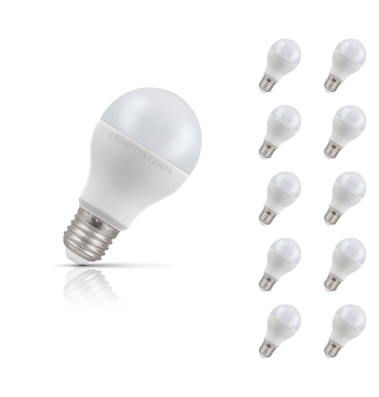 Crompton Lamps 10-Pack Crompton GLS LED Light Bulbs E27 13W (100W Eqv) Warm White Opal Screw Frosted Bright