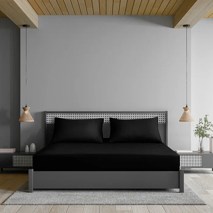 LYMA Bedding | UK Fitted Sheet in Black - Super King / Standard Pocket (30cm)