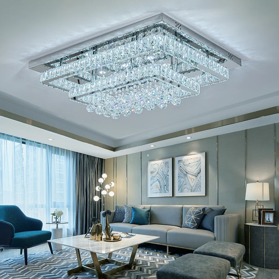 Garden Sanctuary 80cm Wide Double-Tier Crystal LED Ceiling Light 100W