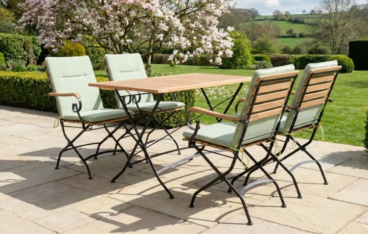Sicily 4 Seater Teak and Wrought Iron Rectangular 120cm Garden Dining Set