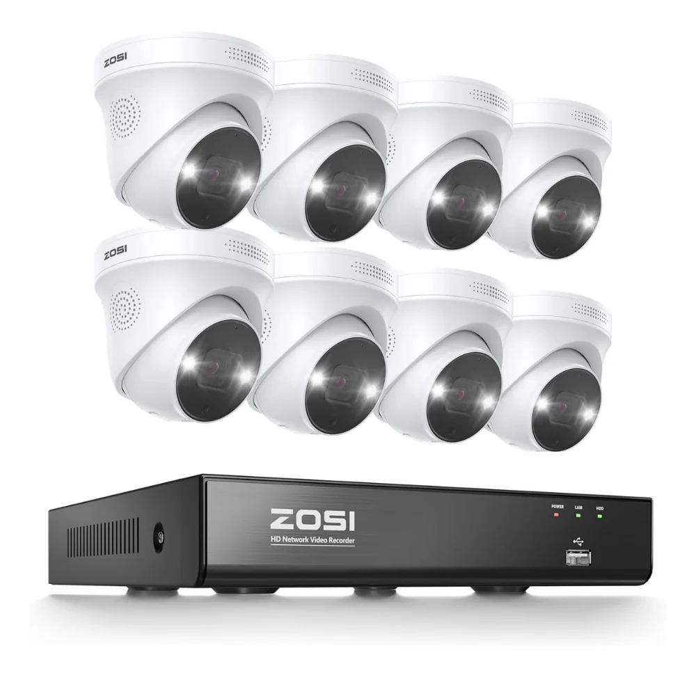 Zosi Official Store C225 5MP PoE Security Camera System + 4K 8CH PoE NVR with 2TB HDD, NO HDD / 8