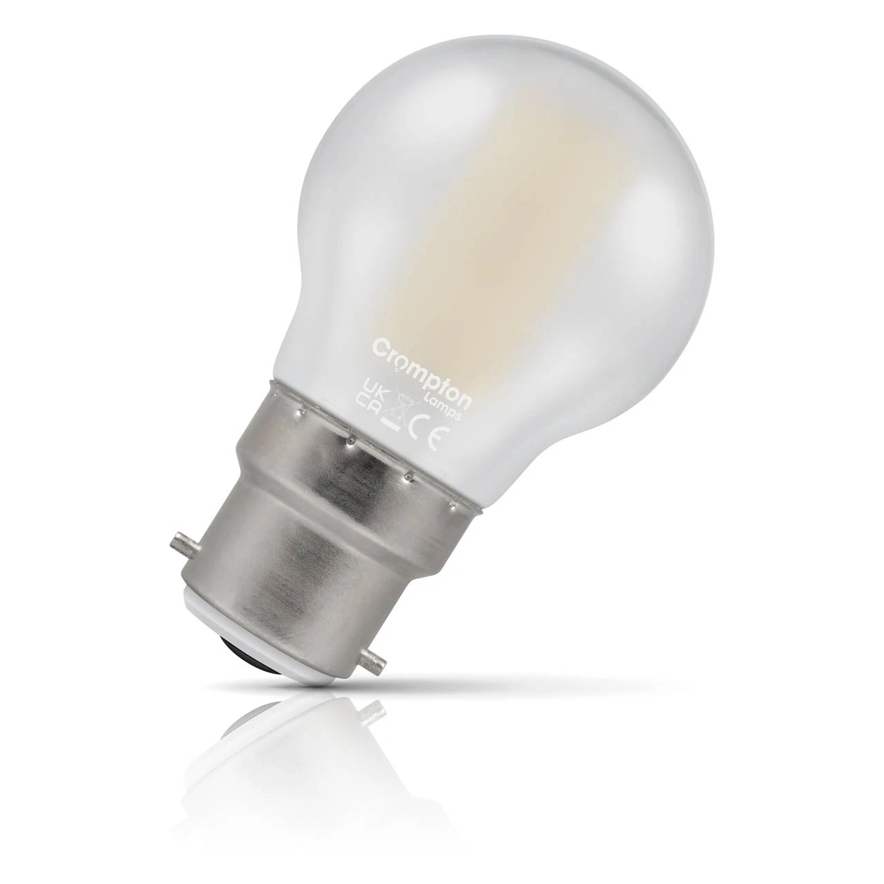 Crompton Lamps Crompton Golfball LED Light Bulb B22 4.2W (40W Eqv) Dim Warm White Pearl Filament Round Bayonet Frosted
