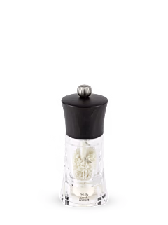 Peugeot The Oléron salt mill has been designed for easy, durable grinding of wet sea salt. The transparent acrylic body provokes intrigue while the natural wooden top inspires confidence. Oléron