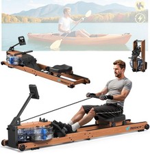MERACH Water Rowing Machine Foldable Wood Rowing Machine with 6 Levels for home