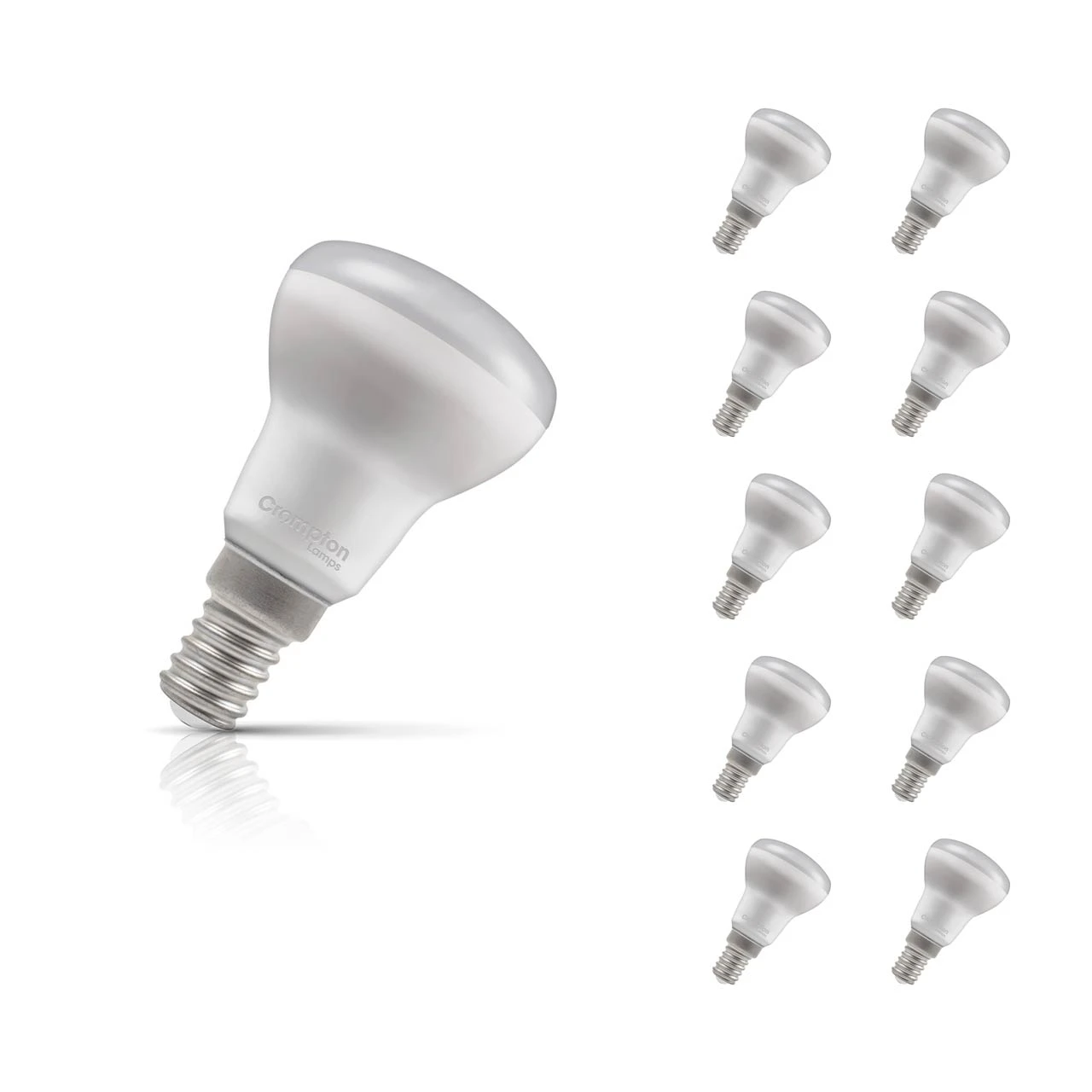Crompton Lamps 10-Pack Crompton R39 Reflector LED Light Bulbs E14 2.2W (40W Eqv) Warm White Opal Spotlight Small Screw Frosted 120°