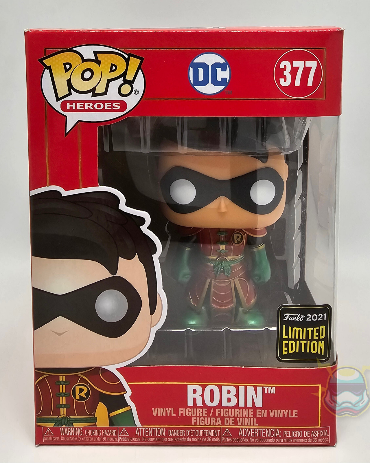 Funko Pop DC ROBIN #377 Limited Edition Metallic Vinyl Figure Hard Protector NEW