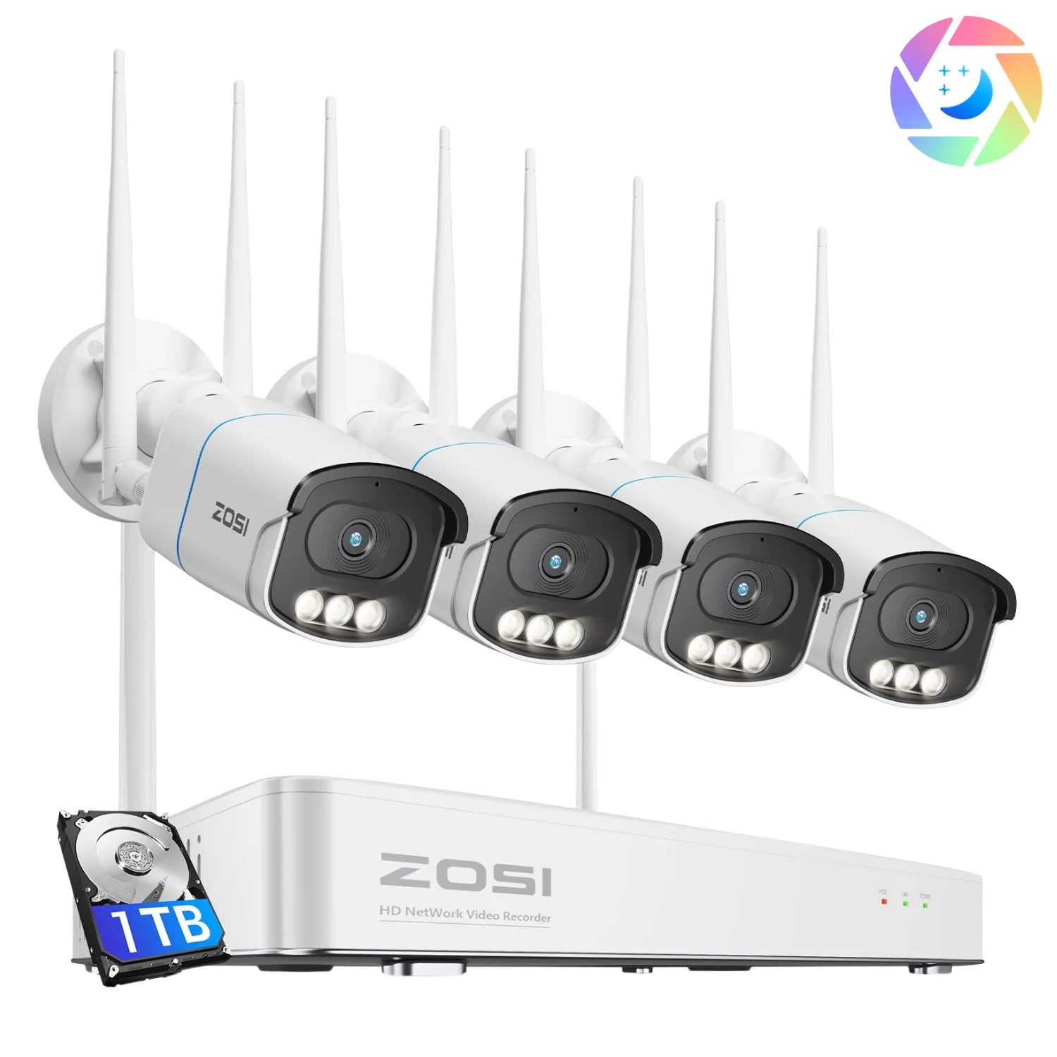 ZOSI UK Store C186A 4K 8 Channel Wireless WiFi Security System + Full-Color Night Vision
