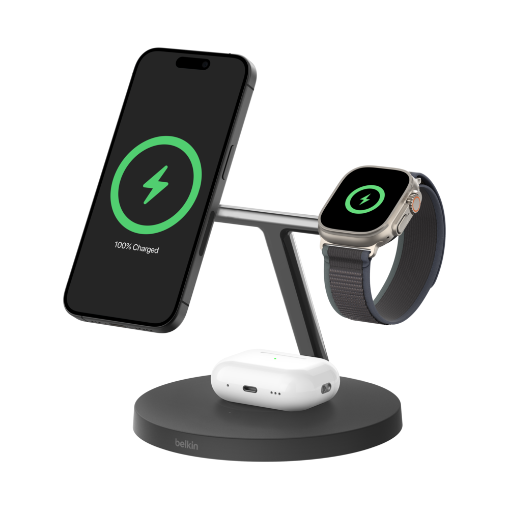 Belkin BoostCharge Pro 3-in-1 Wireless Charging Stand with Qi2 15W