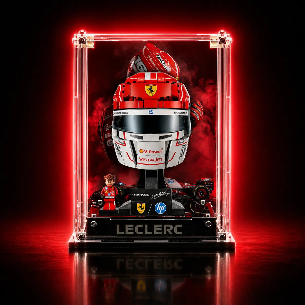 Acrylic Display Case for LEGO® Scuderia Ferrari HP Lewis Hamilton Helmet/Charles Leclerc Helmet 43022/43014 - Charles Leclerc Helmet