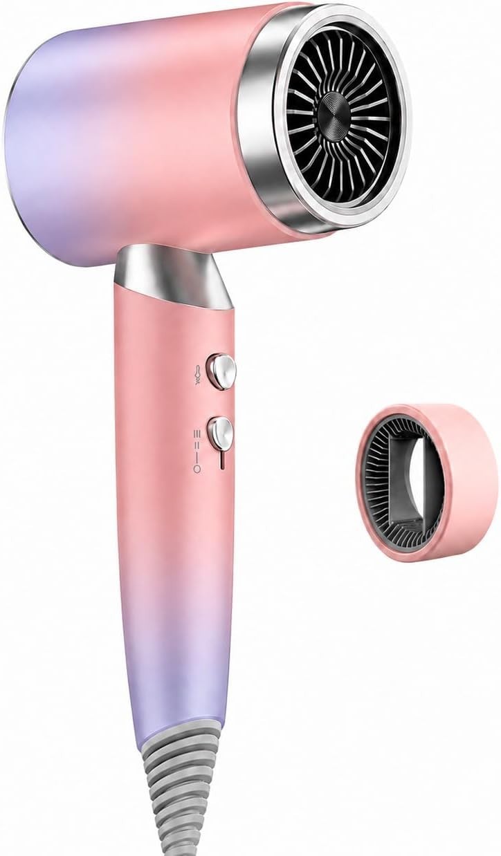 2400W Ionic Hair Dryer Fast Dry Low Noise Magnetic Nozzle Lightweight Pink