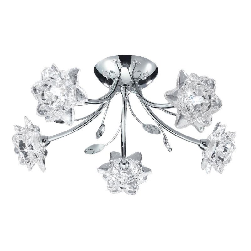 Searchlight Lighting Searchlight 9285-5CC Bellis 5 Way Chrome And Glass Ceiling Light