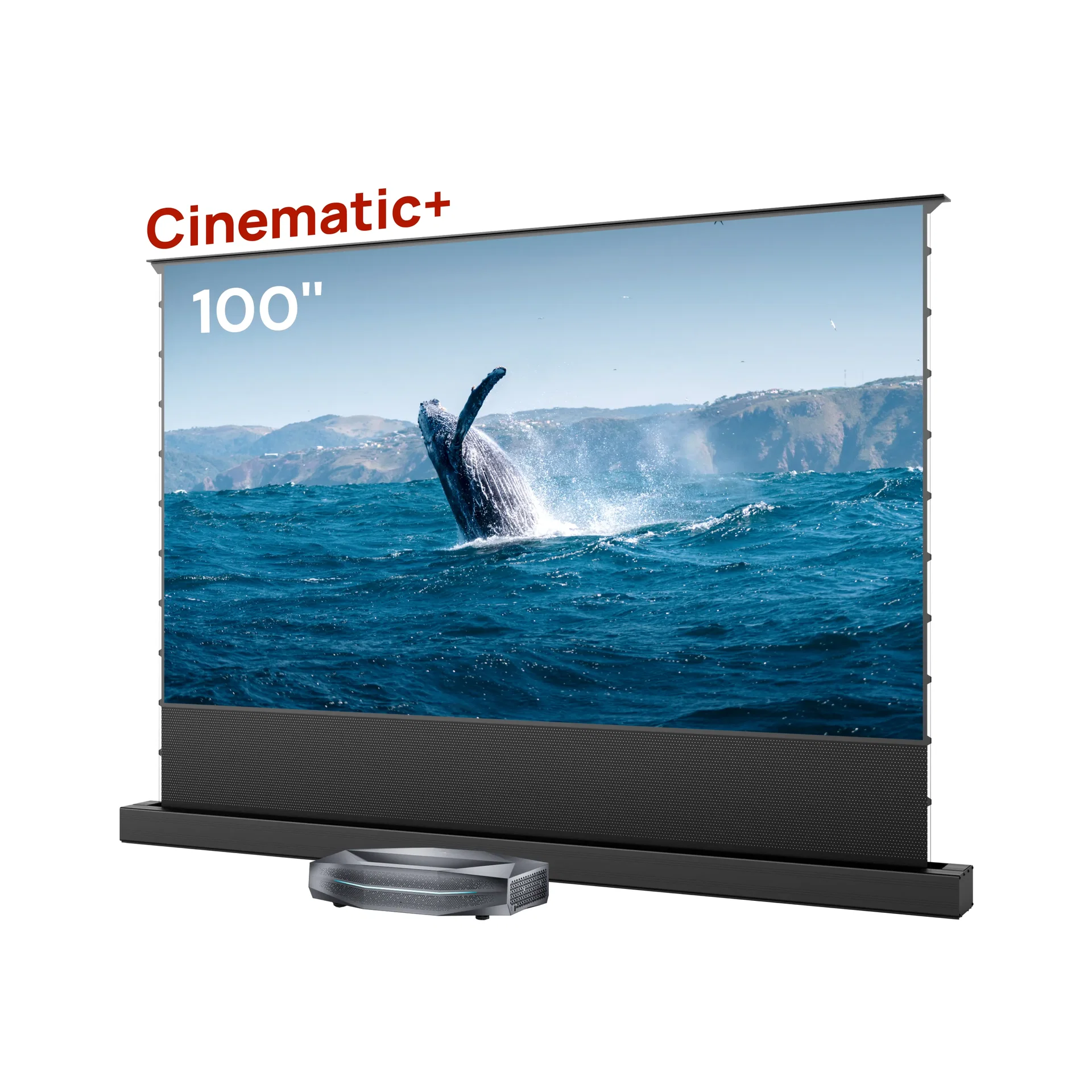 Aetherion Max RGB Laser UST Projector+100''-120'' Cinematic+ ALR Motorized Floor Rising Acoustic Screen - 120"