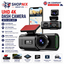 4K UHD Dash Cam Car DVR Night Vision WiFi GPS 24H Parking Recorder Camera Video!