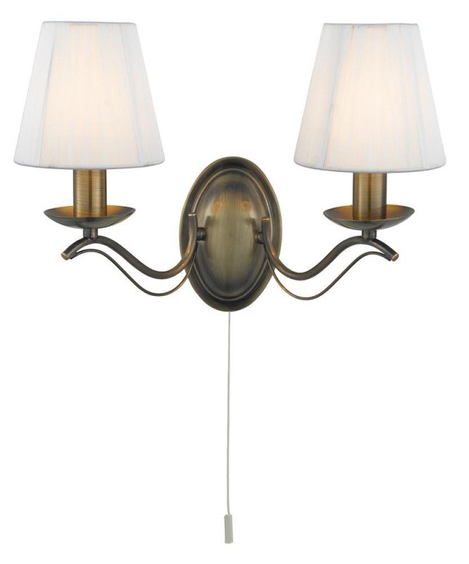 Searchlight Lighting Searchlight 9822-2AB Andretti Traditional Antique Brass Double Wall Light