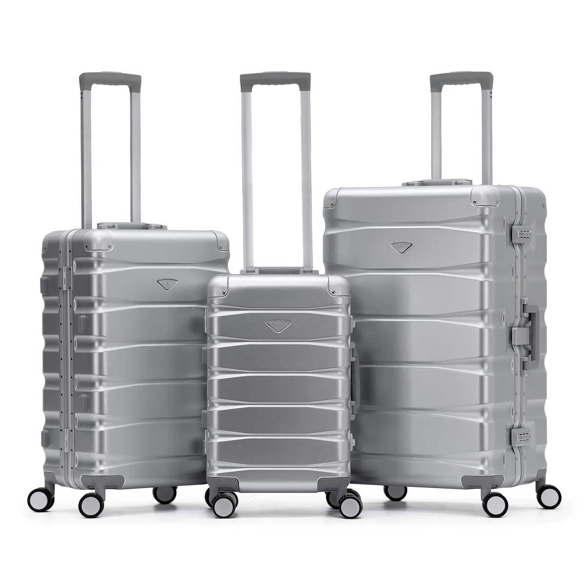 ALUMINIUM 3-Piece Suitcase Set (55x35x20cm + Medium + Large) - Silver / Set of 3