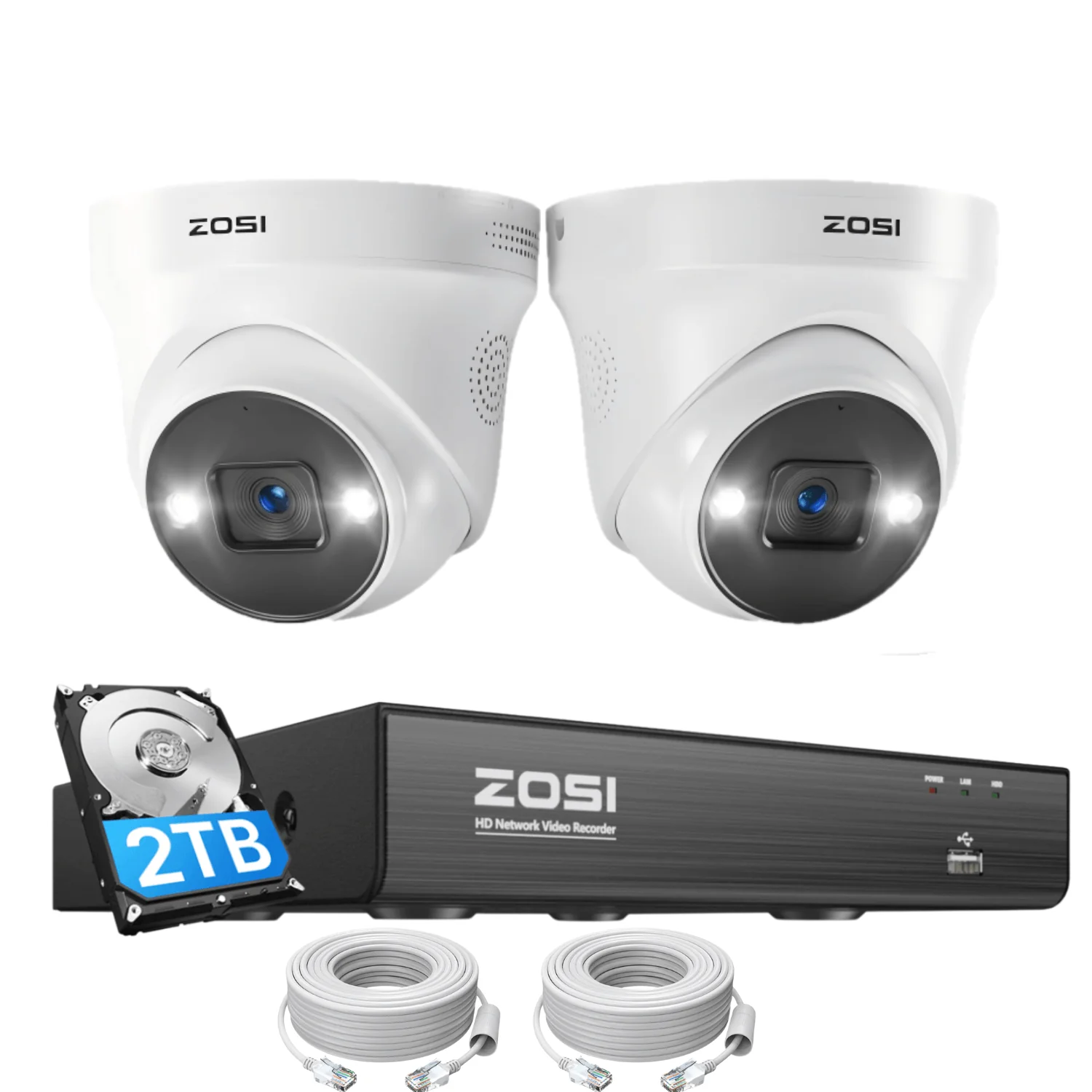 C225 4K PoE Security Camera System + 4K 8CH PoE NVR with 2TB HDD, 2 / 2TB HDD