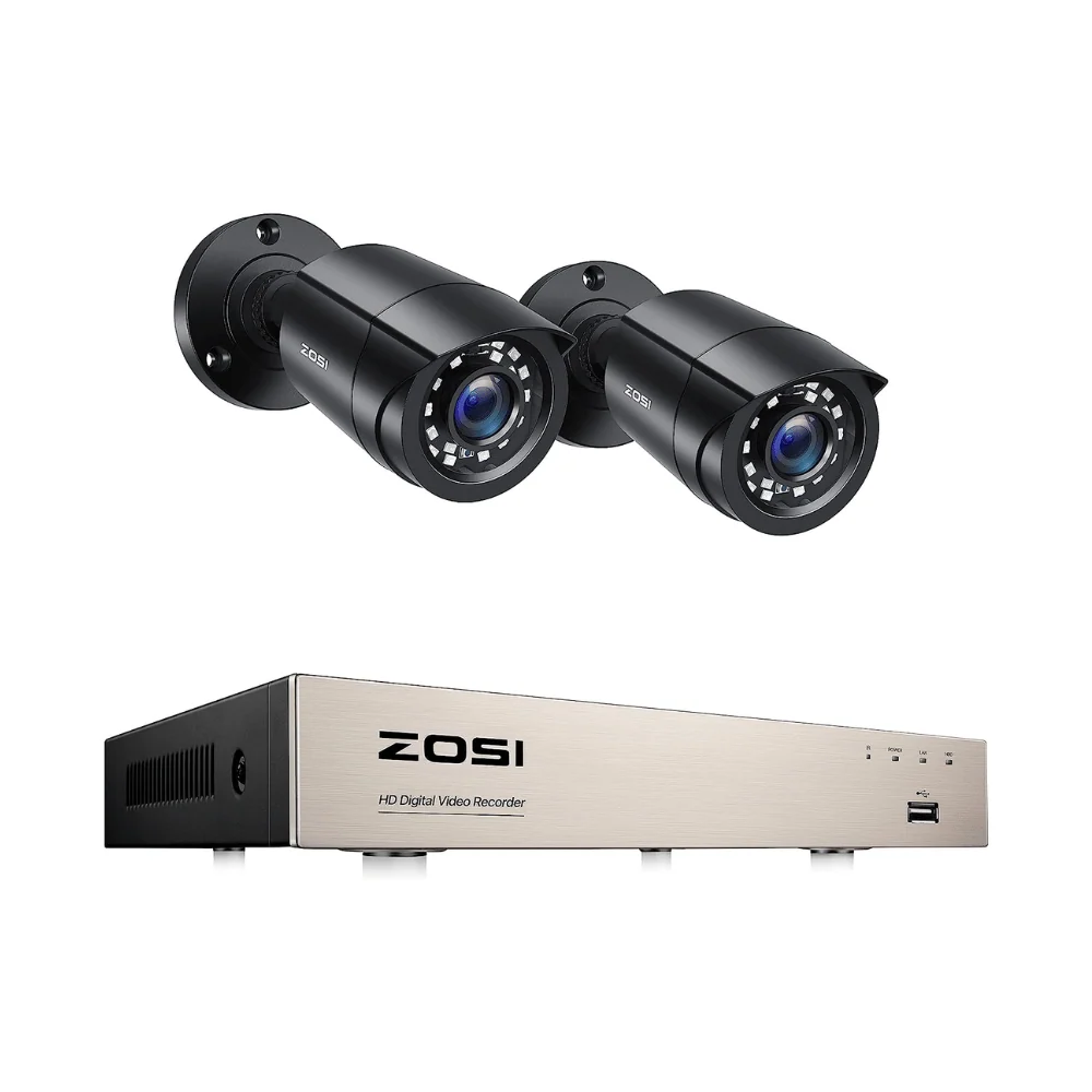Zosi Official Store C106 1080P 8CH CCTV Security Camera System + Optional Hard Drive, 2 / No Hard Drive / Black