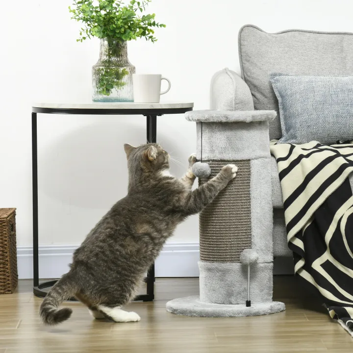 58cm Cat Scratching Post, with Covered Plush, Play Balls, for Corner Walls