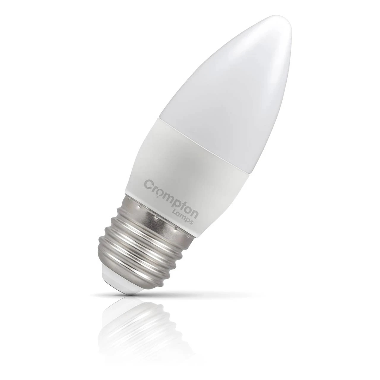 Crompton Lamps Crompton Candle LED Light Bulb E27 4.2W (40W Eqv) Warm White Opal Screw Thermal Plastic Frosted