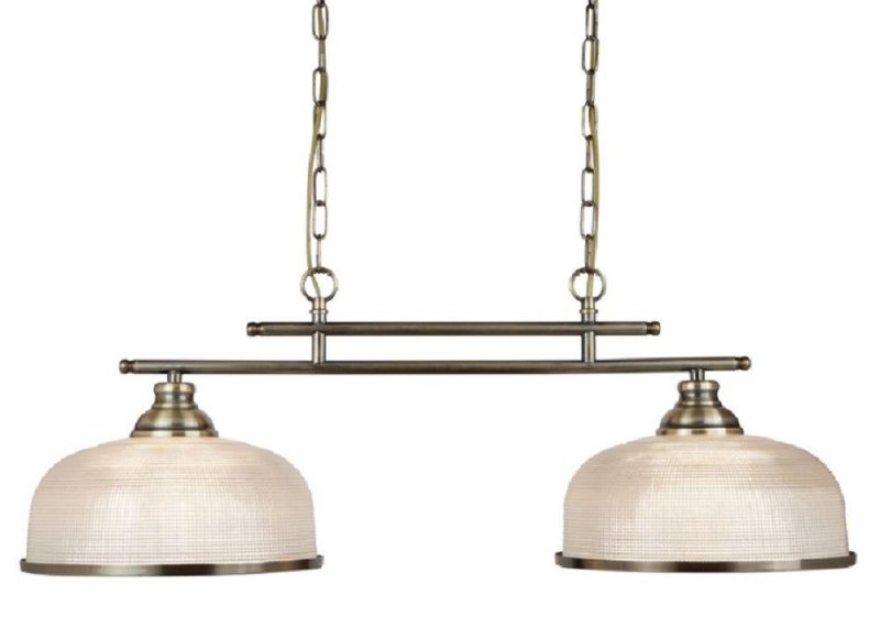 Searchlight Lighting Searchlight 3592-2AB Bistro II Two Light Bar Ceiling Light In Antique Brass With Glass Shades