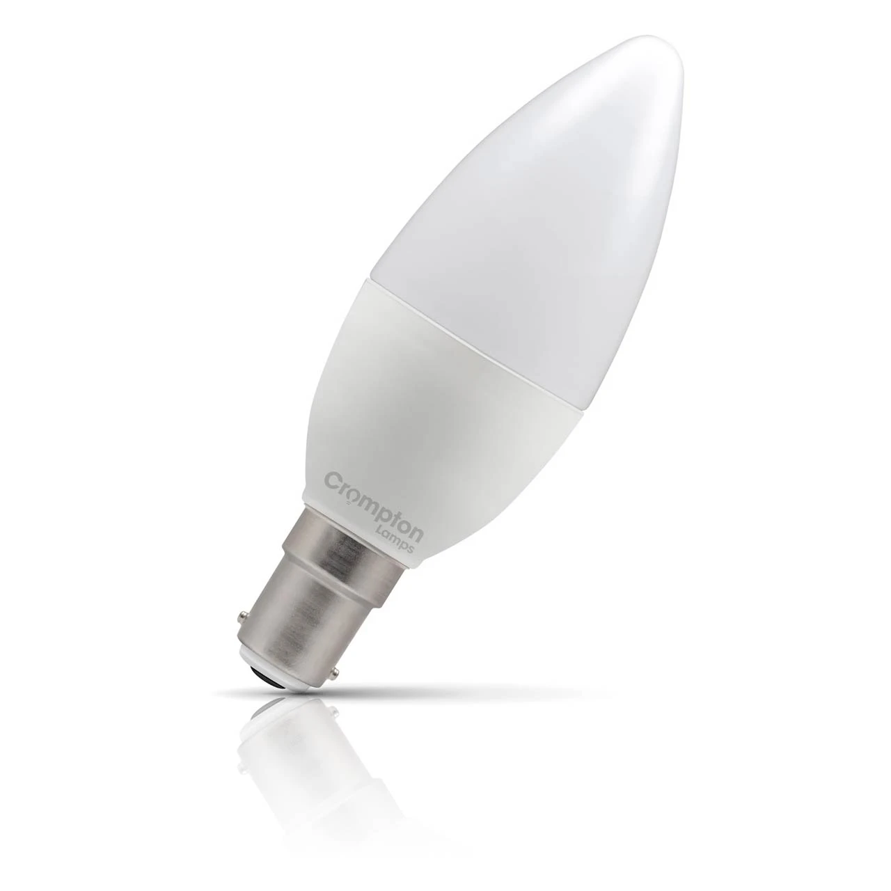 Crompton Lamps Crompton Candle LED Light Bulb B15 4.2W (40W Eqv) Warm White Opal Small Bayonet Frosted