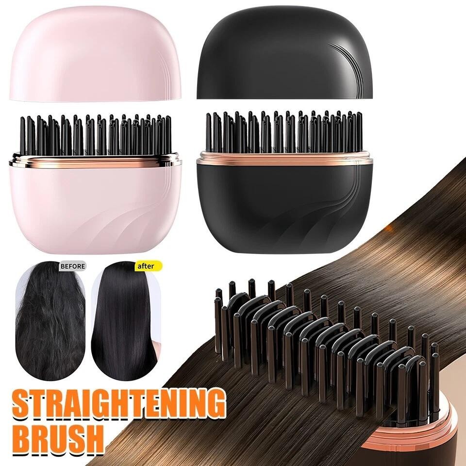 Hair Straightener Brush Rechargeable & Cordless Mini Hair Straightener Comb-UK👋