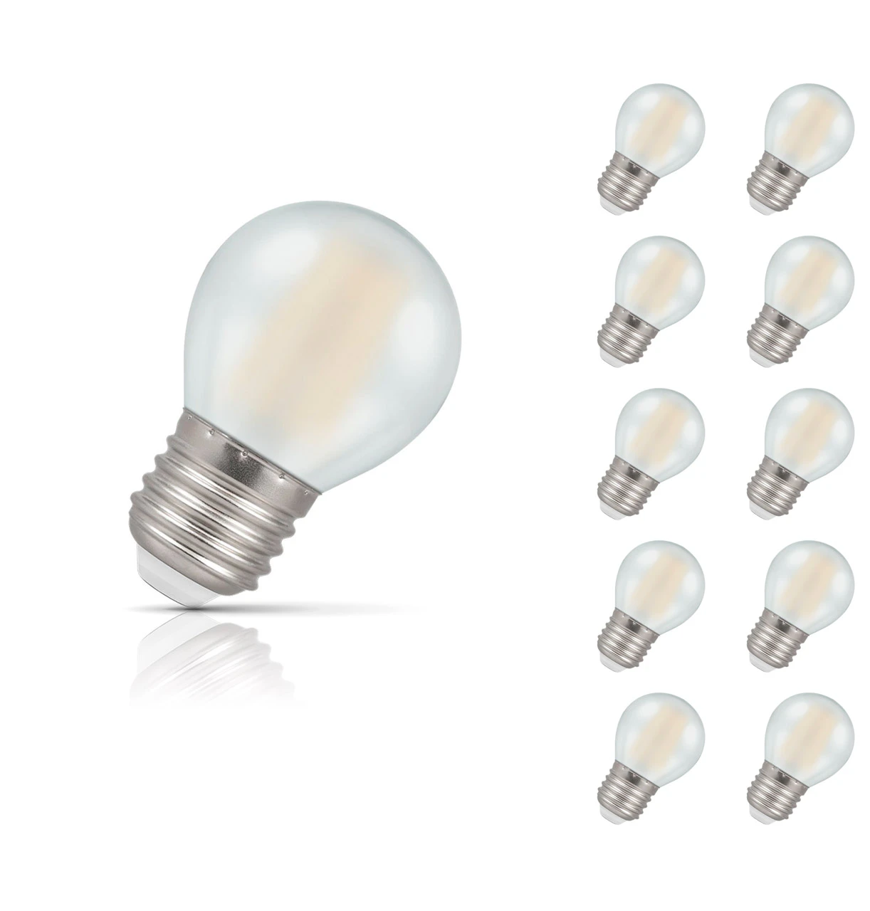 Crompton Lamps 10-Pack Crompton Golfball LED Light Bulbs E27 4.2W (40W Eqv) Dim Warm White Pearl Filament Round Screw Frosted