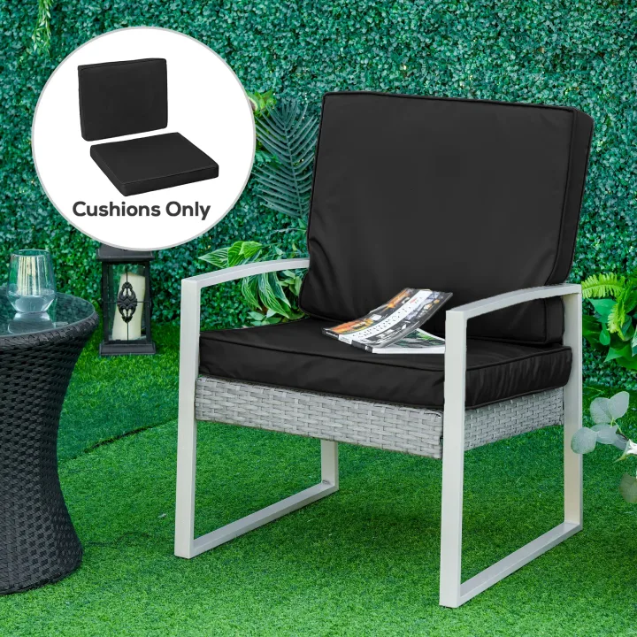 2 Piece Garden Chair Cushions with 1 Seat Cushion 1 Back Pad for Rattan Sofa Chair, Outdoor Seat Pads for Indoor and Outdoor Use