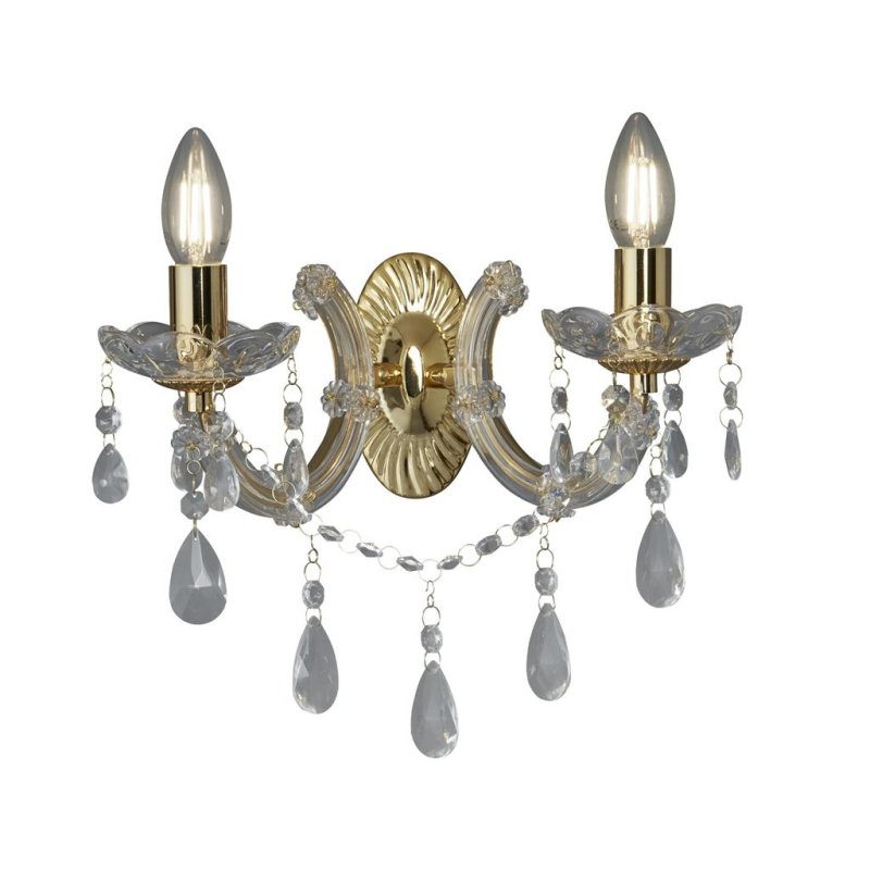 Searchlight Lighting Searchlight 699-2 Marie Therese 2 Light Wall Light In Polished Brass