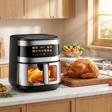 10L Visual Window Air Fryer 2000W 11 Preset Menus, Family Size, Oil-Free Healthy