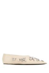 Women's Ballerina Beige Leather Caprina