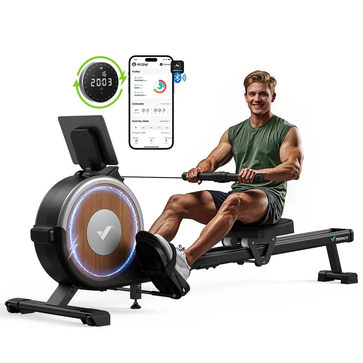 Merach UK MERACH Rowing Machine for Home Gym, 16 Resistance Levels, Quiet Magnetic Rower Machine, Improved Double Rails for Increased Stability, Easy Assembly,