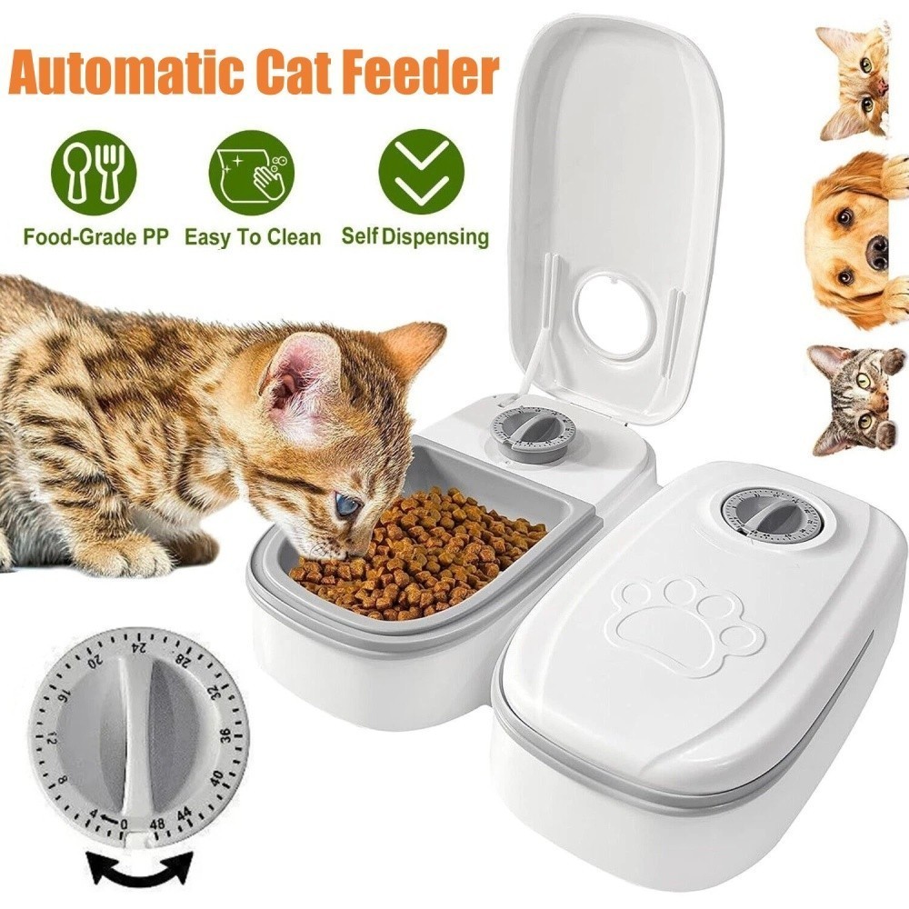 2pc Automatic Cat Feeder Electronic Timed Dry and Wet Pet Dog Cat Food Dispenser