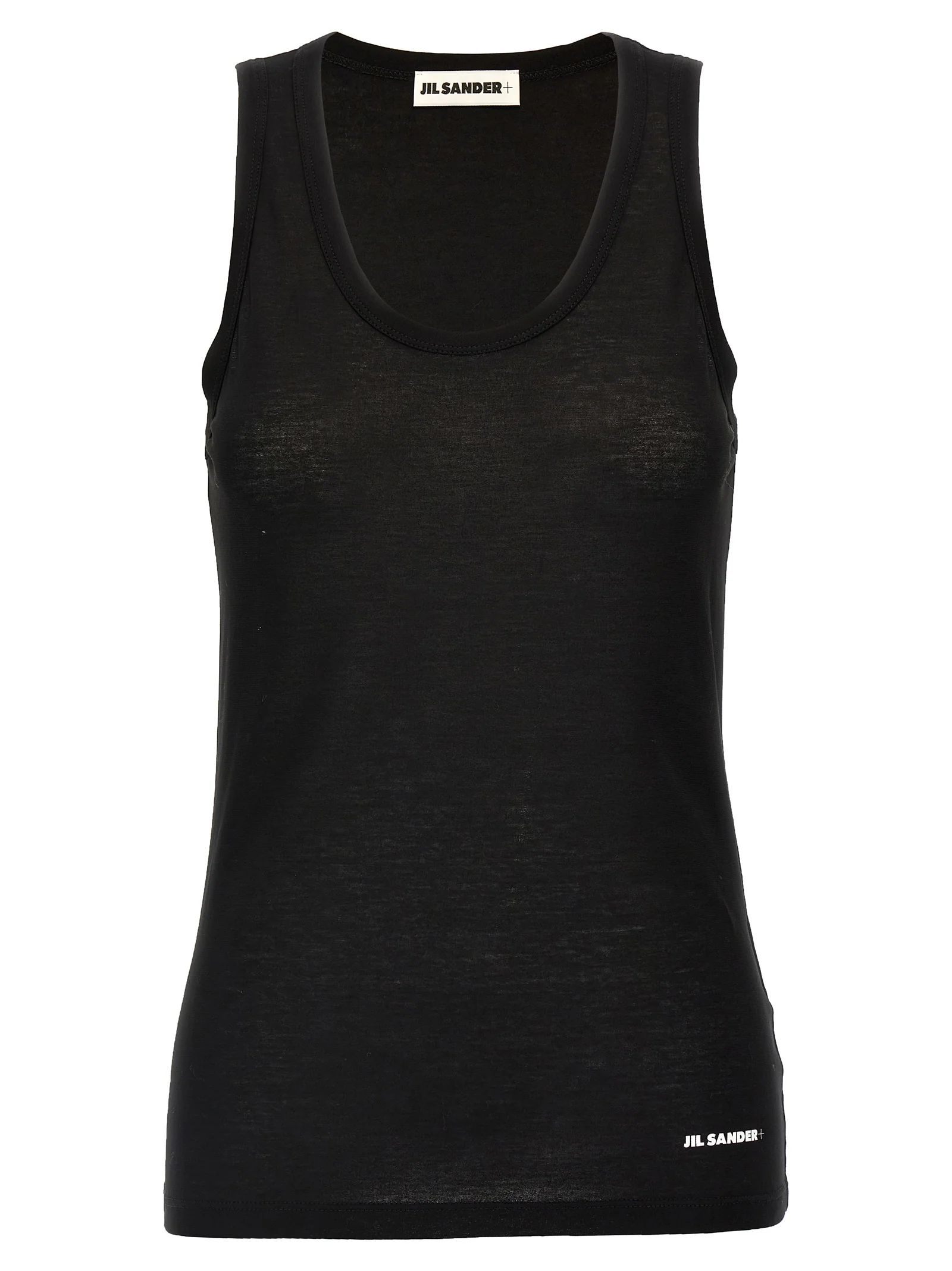 Women's Black Cotton Sleeveles T-Shirt