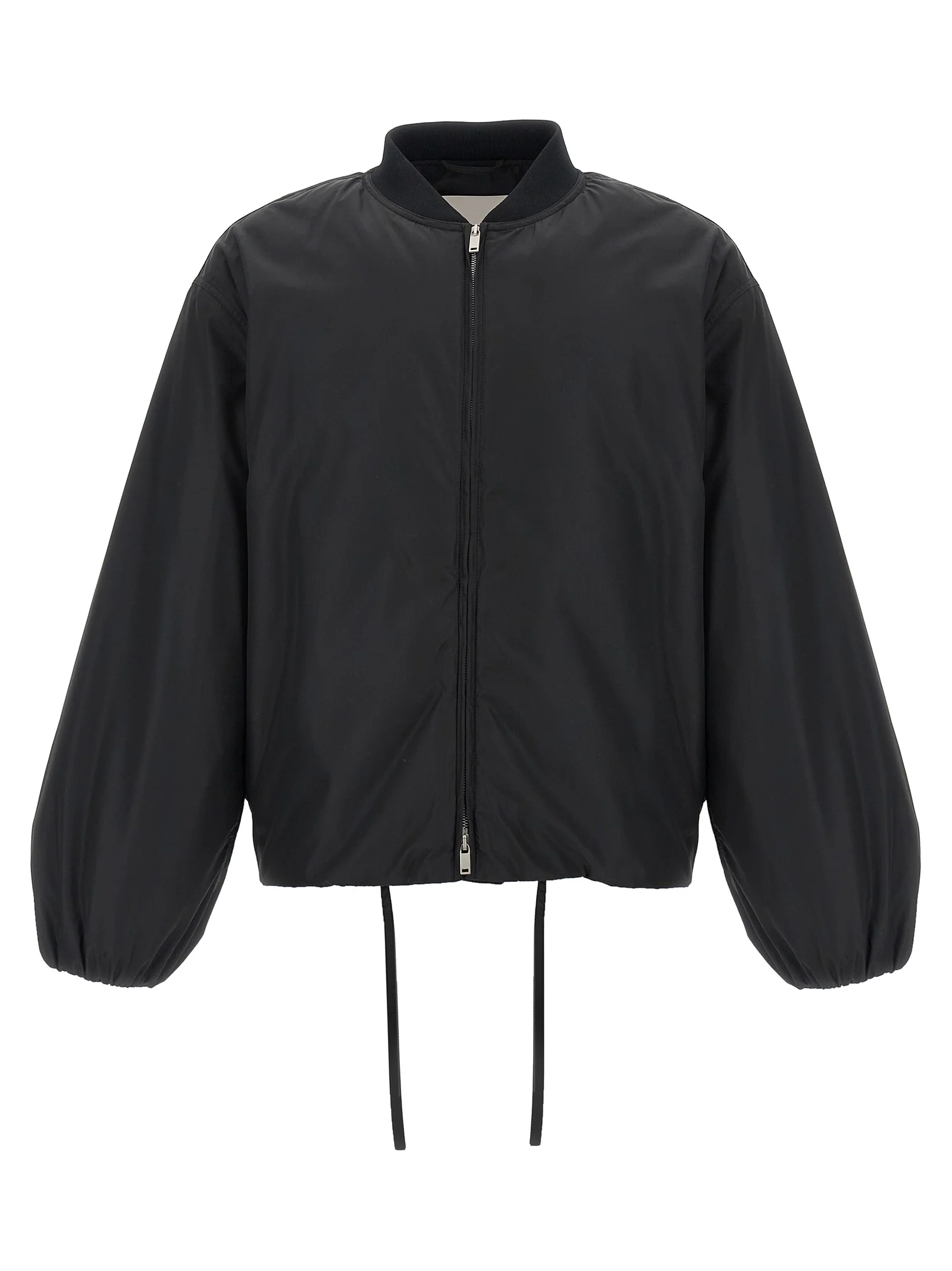 Men's Black Polyester Bomber Clothing