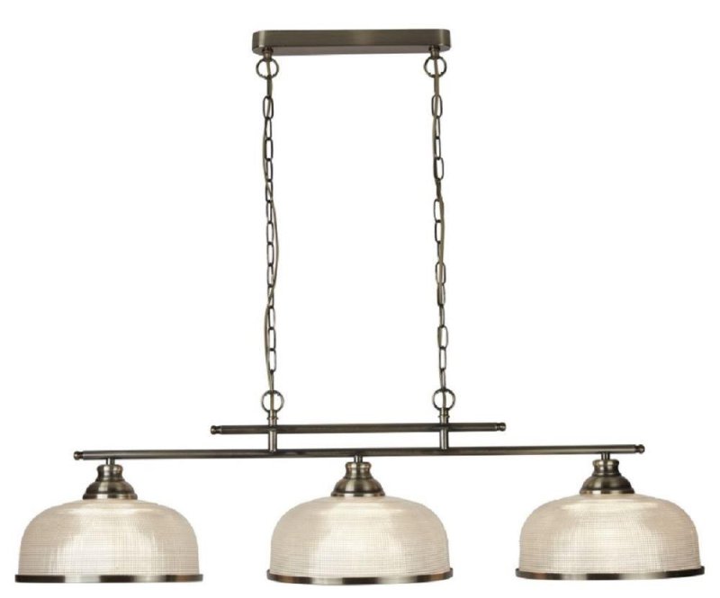 Searchlight Lighting Searchlight 3593-3AB Bistro II Three Light Bar Ceiling Light In Antique Brass With Glass Shades